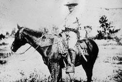 Teddy Roosevelt on horse not disimilar from one ridden at Ann Marie's 13th birday party.